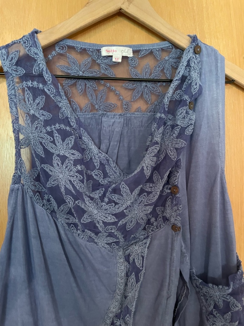 Soho Chick Lace Open Slit Boho Hippie Festival Sleeveless Top Size M - Picture 2 of 8